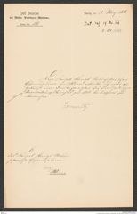 k.k. naturhistorisches Hofmuseum, Intendanzakten 1885-1896 (Hauer), Aktenzahl Z.201/1888, Seite 1